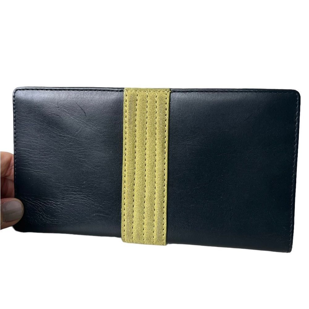 Ralph Lauren Black and Yellow Leather Wallet Clutch